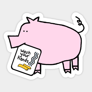 Pink Pig Says Wash Your Hands Sticker